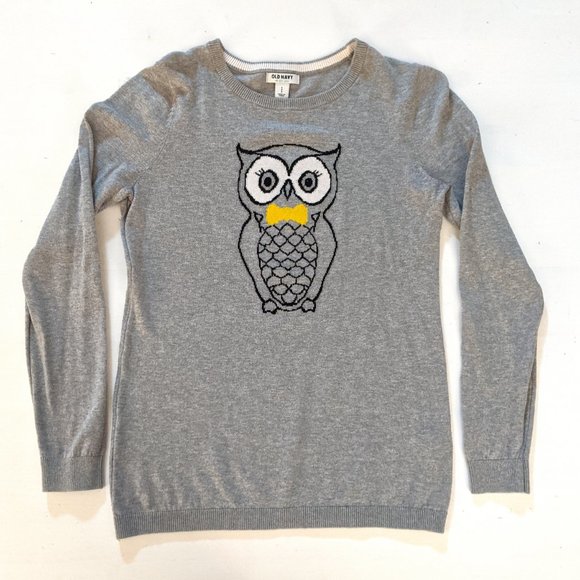 Old Navy Gray Owl Crewneck Sweater - Size Small - Picture 2 of 7
